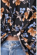 Camasa Dama Only Onlalma Life Vis Knot Black Flowers